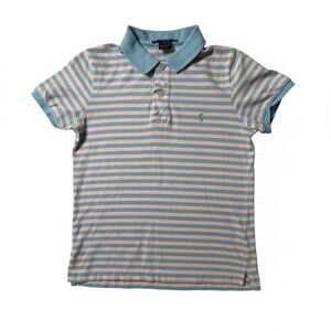 VTG 1990s Polo Sport Women’s Polo Shirt Blue Pink  Striped Fitted Size M Preppy